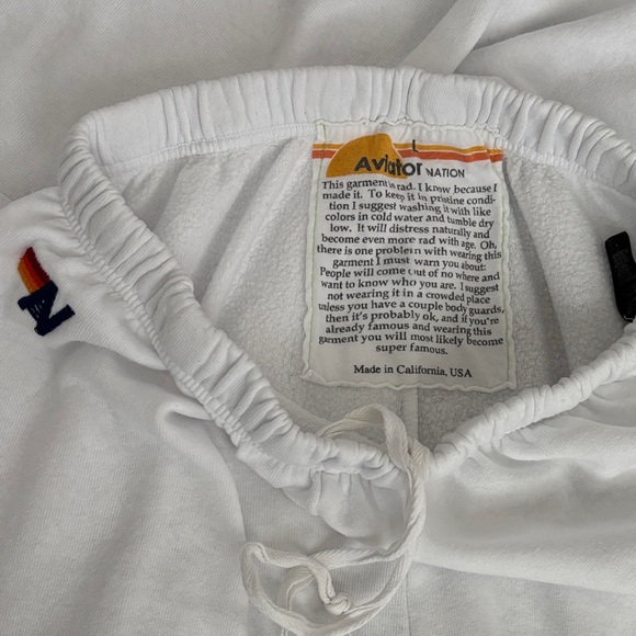 Aviator Nation White Jogger set with Colorful Smiley Faces - Picture 3 of 3